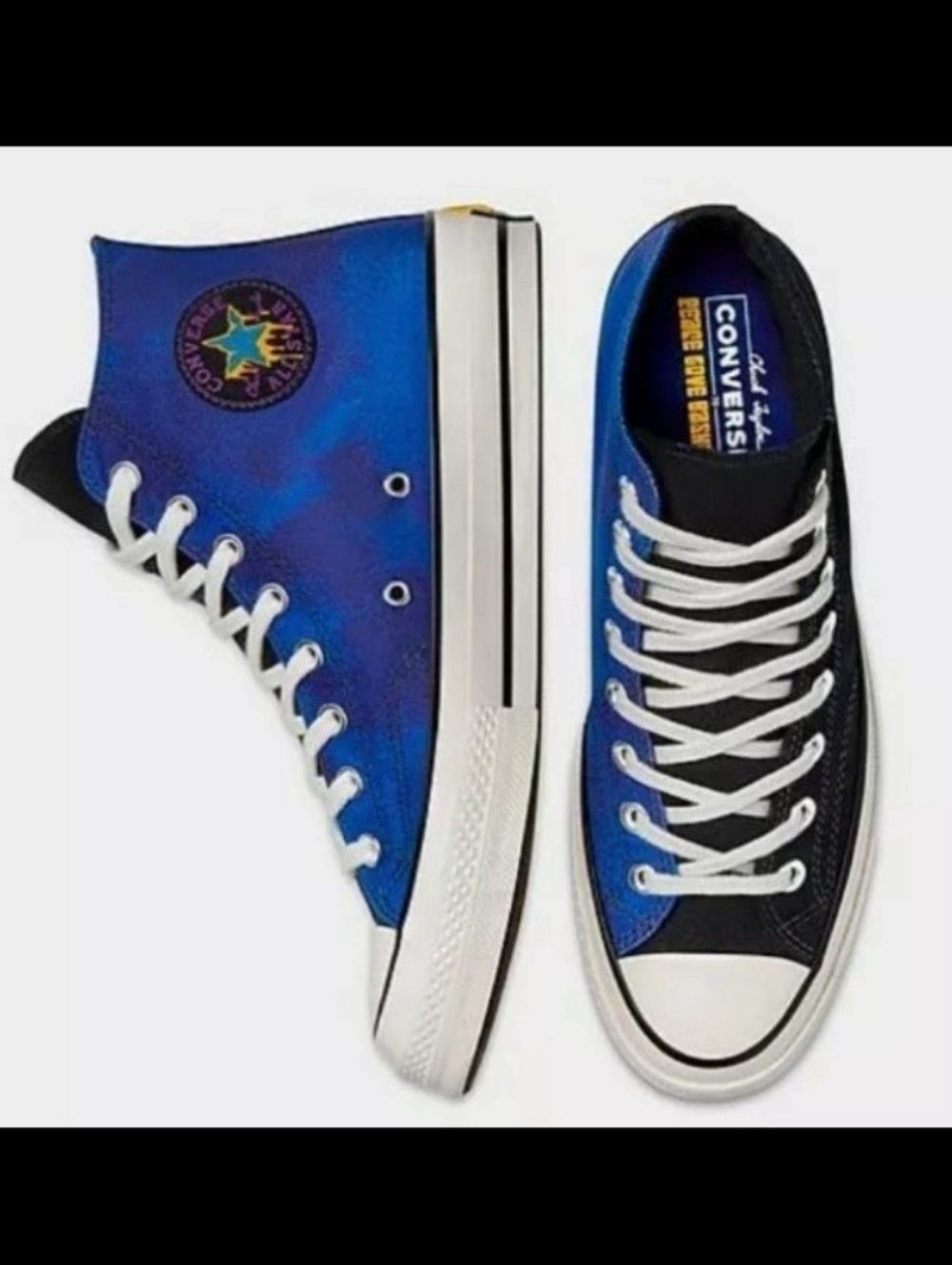 Converse Chuck Taylor 70 High 'Peace, Love, and Basketball' Black Blue Sz 7.5 W